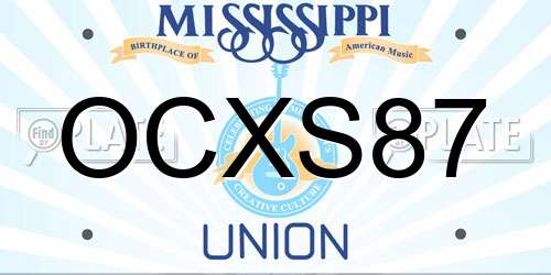 OCXS87 Mississippi License Plate