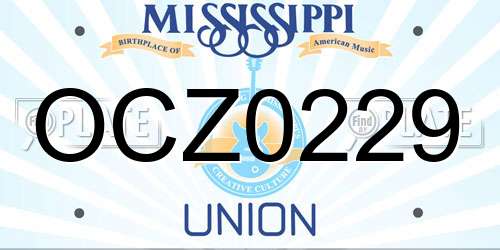 OCZ0229 Mississippi License Plate