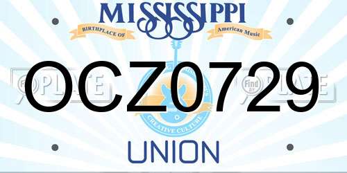 OCZ0729 Mississippi License Plate