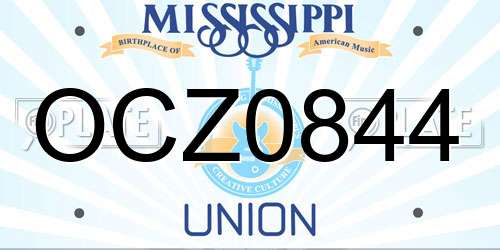 OCZ0844 Mississippi License Plate