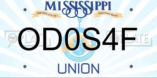 OD0S4F Mississippi License Plate