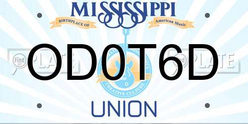 OD0T6D Mississippi License Plate