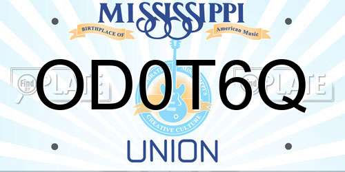 OD0T6Q Mississippi License Plate