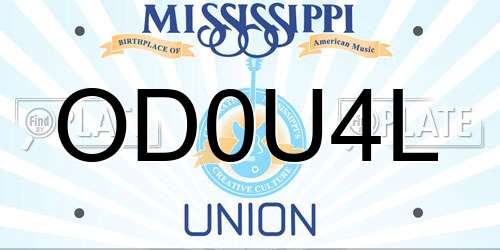 OD0U4L Mississippi License Plate