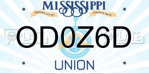 OD0Z6D Mississippi License Plate