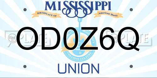 OD0Z6Q Mississippi License Plate
