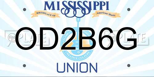 OD2B6G Mississippi License Plate