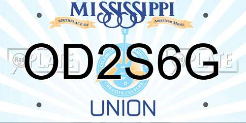 OD2S6G Mississippi License Plate