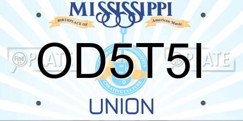 OD5T5I Mississippi License Plate