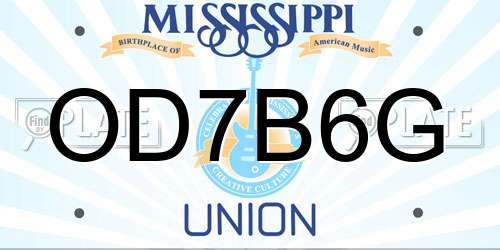 OD7B6G Mississippi License Plate