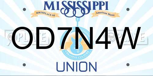 OD7N4W Mississippi License Plate