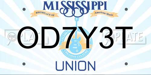 OD7Y3T Mississippi License Plate
