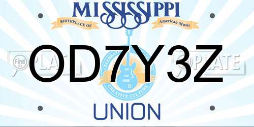 OD7Y3Z Mississippi License Plate