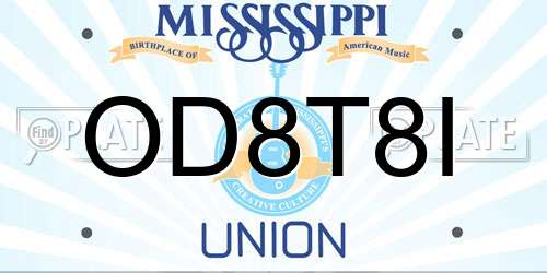 OD8T8I Mississippi License Plate