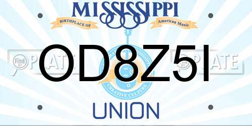 OD8Z5I Mississippi License Plate