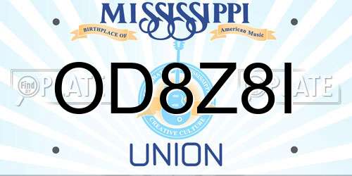 OD8Z8I Mississippi License Plate