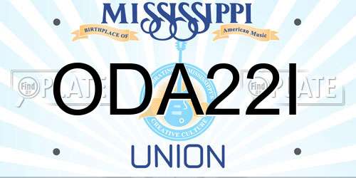 ODA22I Mississippi License Plate