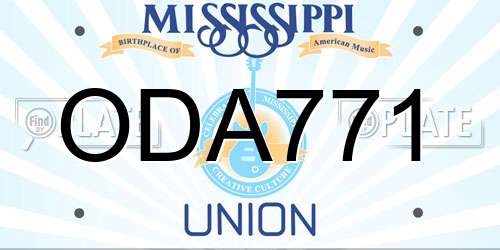 ODA771 Mississippi License Plate