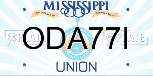 ODA77I Mississippi License Plate