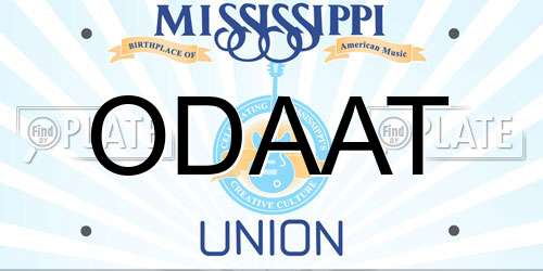 ODAAT Mississippi License Plate
