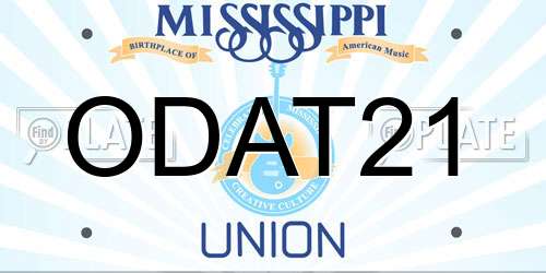 ODAT21 Mississippi License Plate