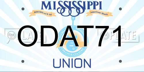 ODAT71 Mississippi License Plate