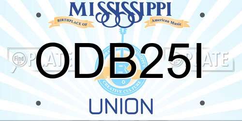 ODB25I Mississippi License Plate