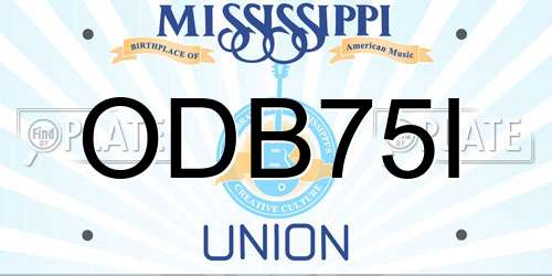 ODB75I Mississippi License Plate