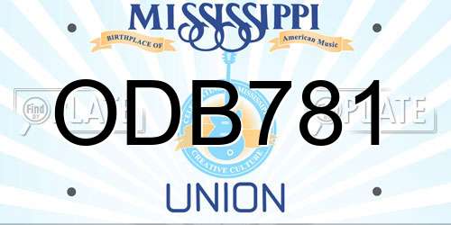 ODB781 Mississippi License Plate