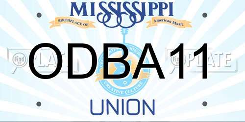 ODBA11 Mississippi License Plate