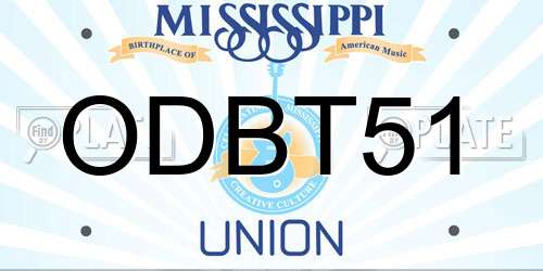 ODBT51 Mississippi License Plate