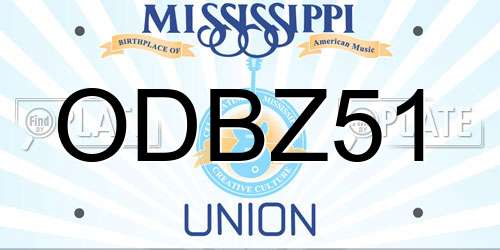 ODBZ51 Mississippi License Plate