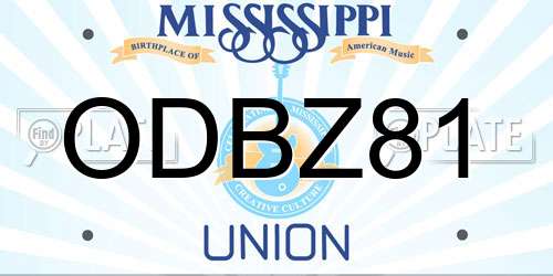 ODBZ81 Mississippi License Plate