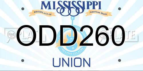 ODD260 Mississippi License Plate
