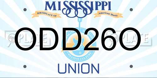 ODD26O Mississippi License Plate