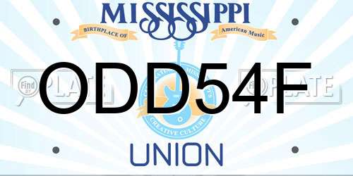 ODD54F Mississippi License Plate
