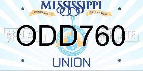 ODD760 Mississippi License Plate