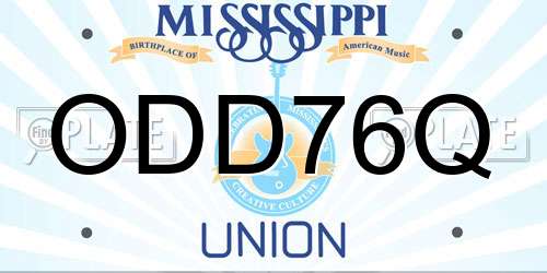 ODD76Q Mississippi License Plate