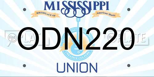 ODN220 Mississippi License Plate