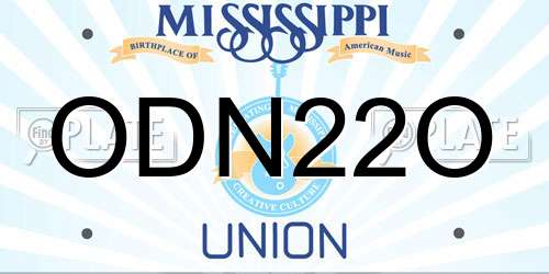 ODN22O Mississippi License Plate