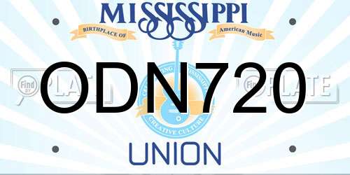 ODN720 Mississippi License Plate