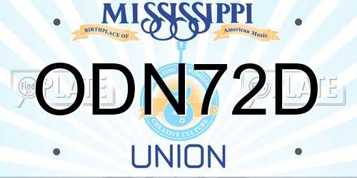 ODN72D Mississippi License Plate