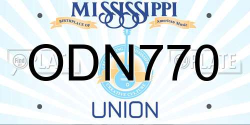 ODN770 Mississippi License Plate