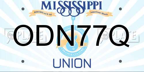 ODN77Q Mississippi License Plate
