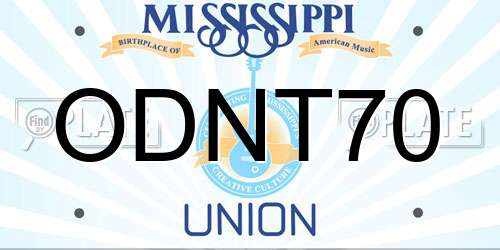 ODNT70 Mississippi License Plate