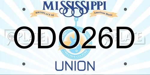 ODO26D Mississippi License Plate