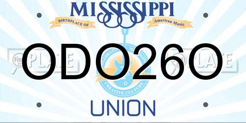ODO26O Mississippi License Plate