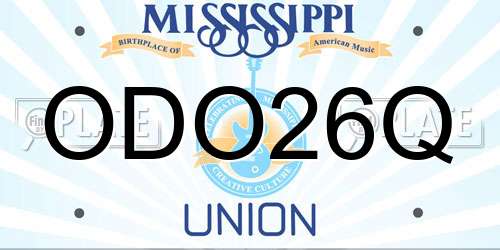 ODO26Q Mississippi License Plate