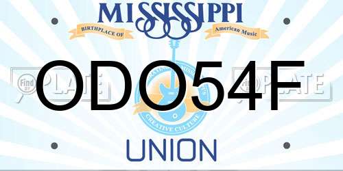 ODO54F Mississippi License Plate