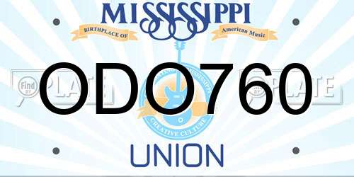 ODO760 Mississippi License Plate
